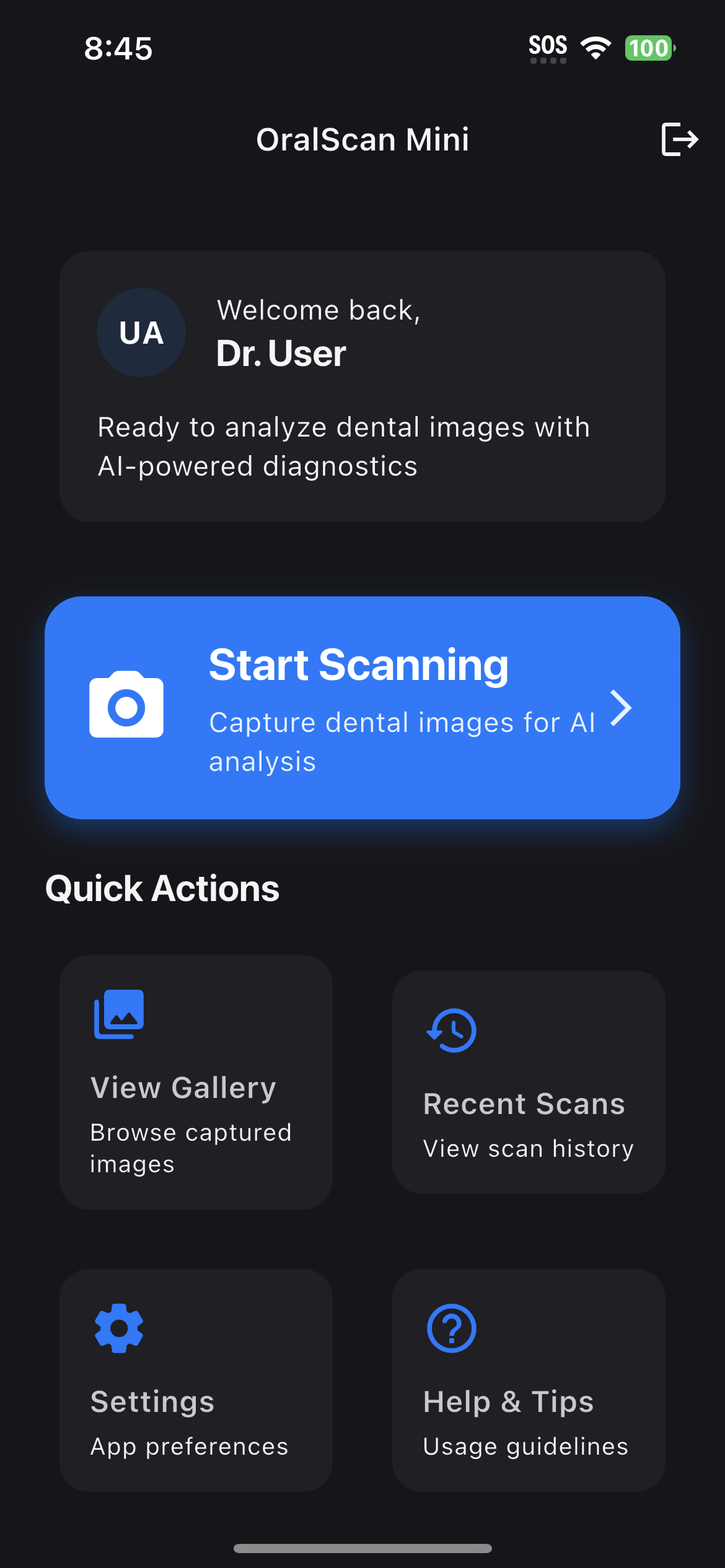 OralScan Mini Dashboard